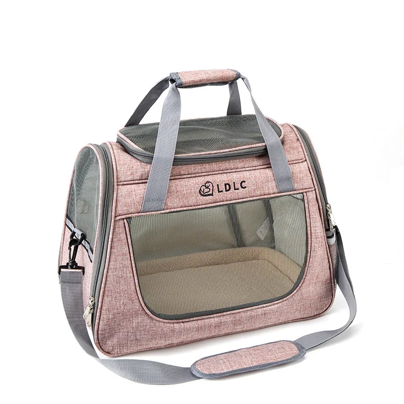Expandable Rolling Pet Carrier with Wheels, Detachable Trolley Cat Bag, Single Shoulder Crossbody Travel Bag for Cats & Dogs