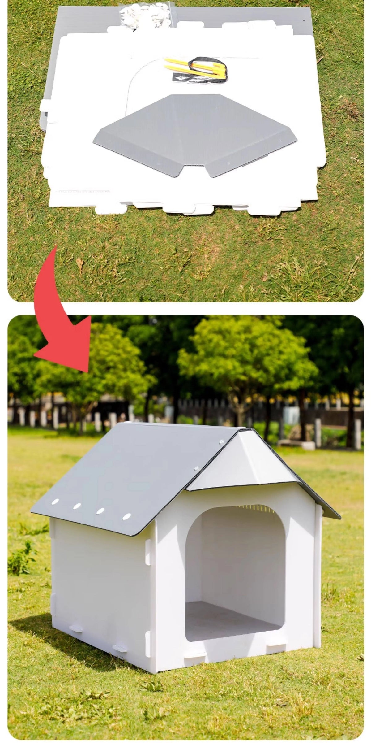 Outdoor dog house Waterproof rainproof sunscreen cold dog house Medium-sized dog kennel Outdoor courtyard kennel Rural dog shed