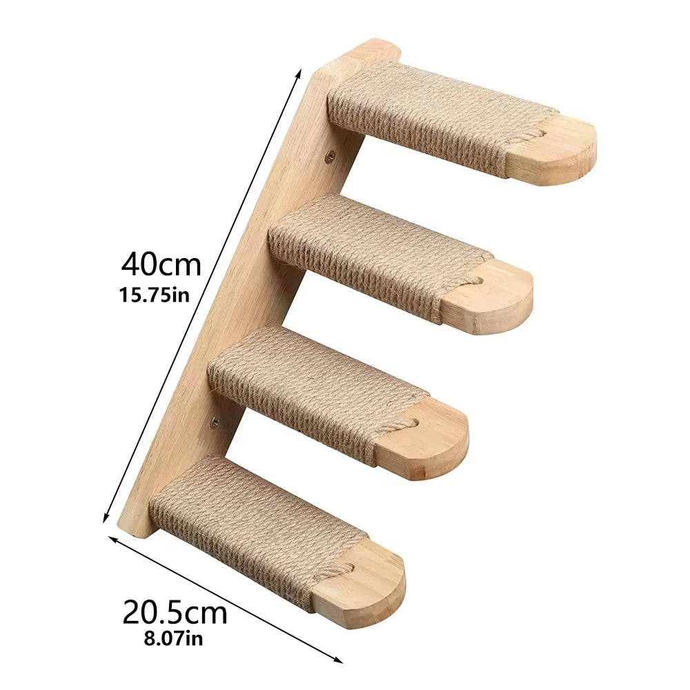 Cat Wall Climbing Shelves Steps and Hammock Bed Tree Tower Space Saving Wall Furniture for Pets Playing Resting Stable Structure