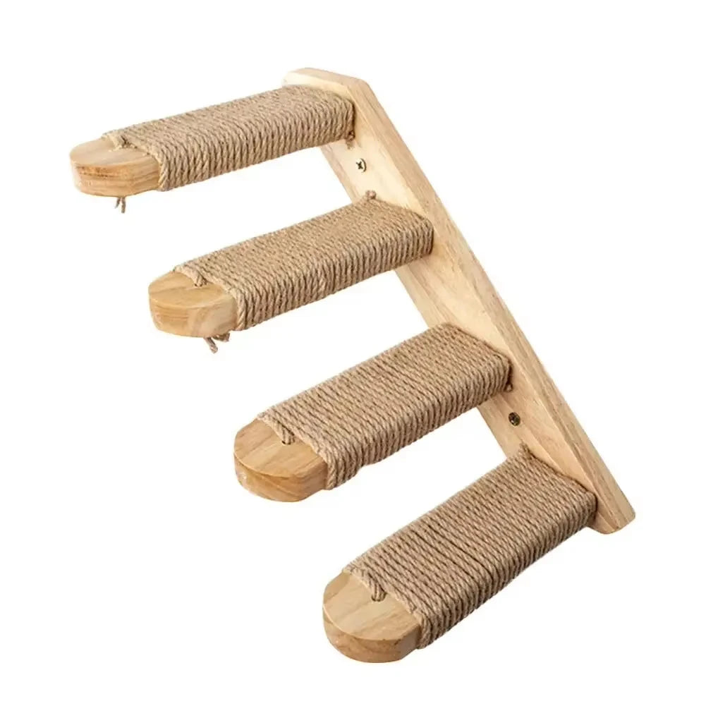 Cat Wall Climbing Shelves Steps and Hammock Bed Tree Tower Space Saving Wall Furniture for Pets Playing Resting Stable Structure