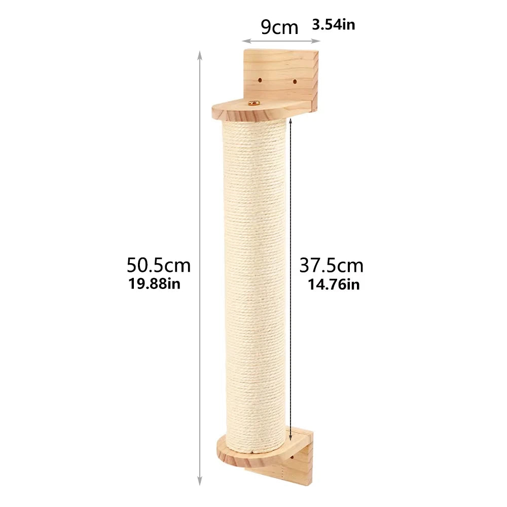 Cat Wall Climbing Shelves Steps and Hammock Bed Tree Tower Space Saving Wall Furniture for Pets Playing Resting Stable Structure