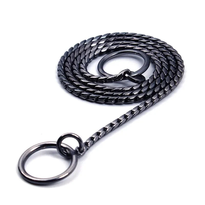 Copper Snake P Chain Dog Collar Small Puppy Large Dog Collar Necklace Choker Pet Training Supplies Slip Collar Gold Sliver Black
