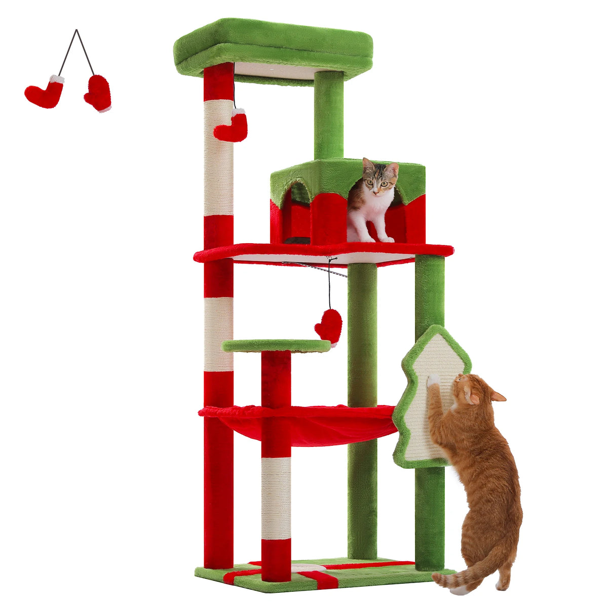 Cat Tree for Indoor Cats 5-Level Cat Tower for Large Cats with Large Hammock Sisal Covered Scratching Posts Cozy Condo Top Perch