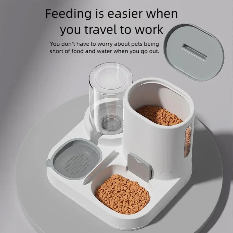 Automatic Pet Feeder And Water Dispenser Two-in-One Bowl Large Capacity For Cats Dogs Smooth Feeding System Pet Supplies