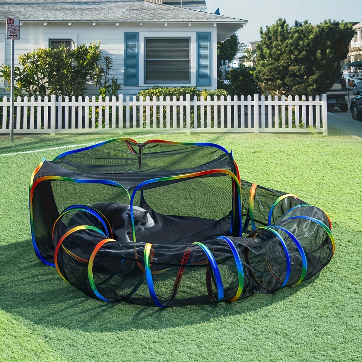 Outdoor Playground Cat Cage Outdoor Cat Tunnel Outdoor Portable Cat Tent with Storage Bag Outdoor Cat Fence Pet Fence