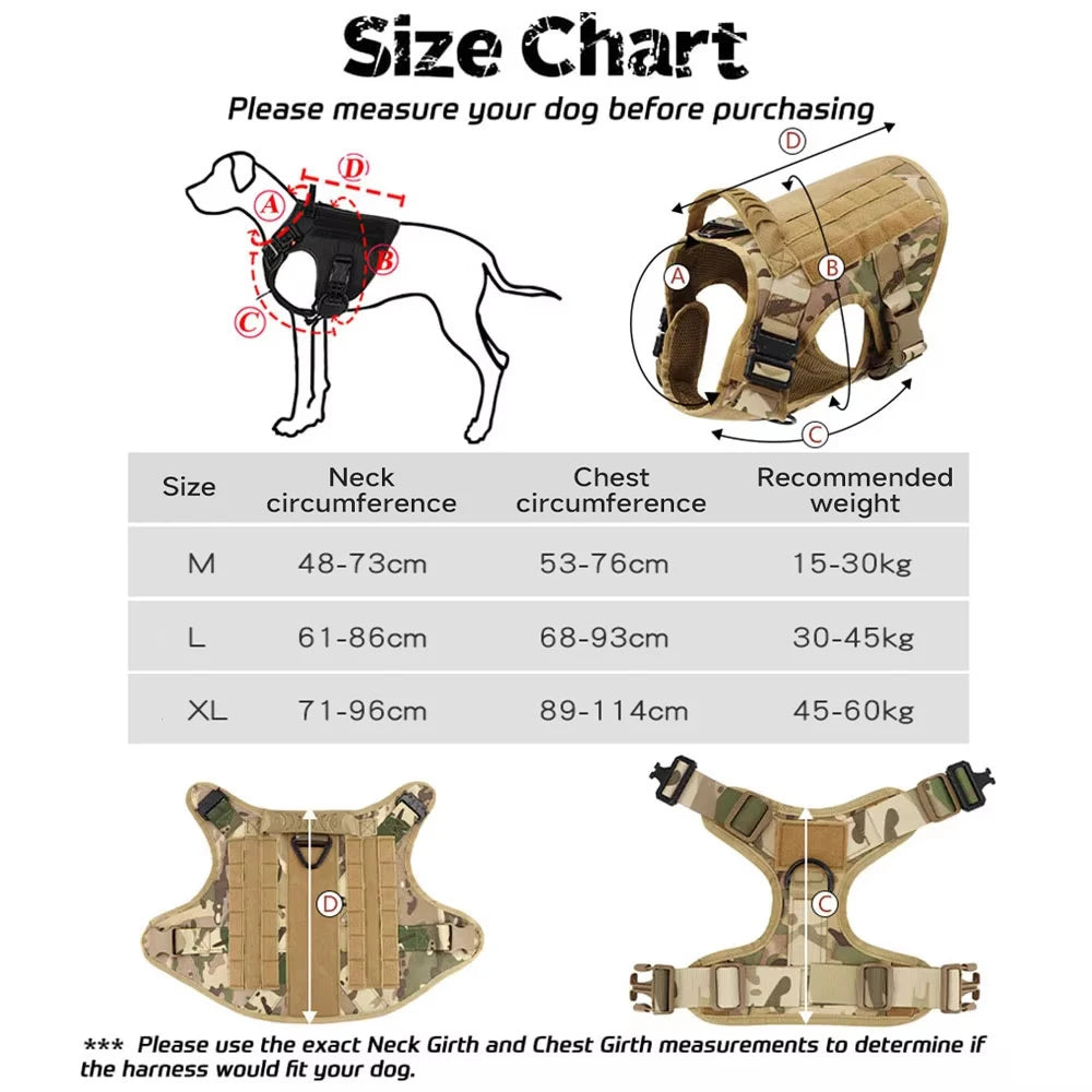 Tactical Military Vest For All Breeds Dogs Retriever Tactical Training Dog Harness Quick Release Vest Pet Training Dog Harness