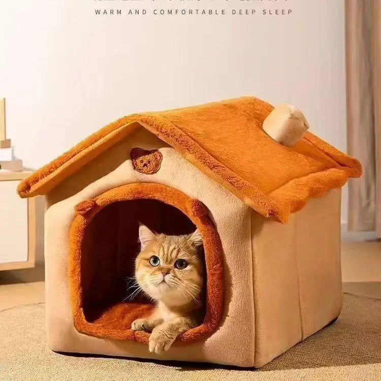 Pet House Closed Cat Bed Four SeasoUniversal Removable Washable Pet Kennel Waterproof Windproof Dog House for Small Dogs Kit