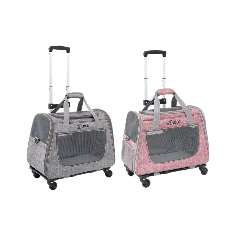 Expandable Rolling Pet Carrier with Wheels, Detachable Trolley Cat Bag, Single Shoulder Crossbody Travel Bag for Cats & Dogs