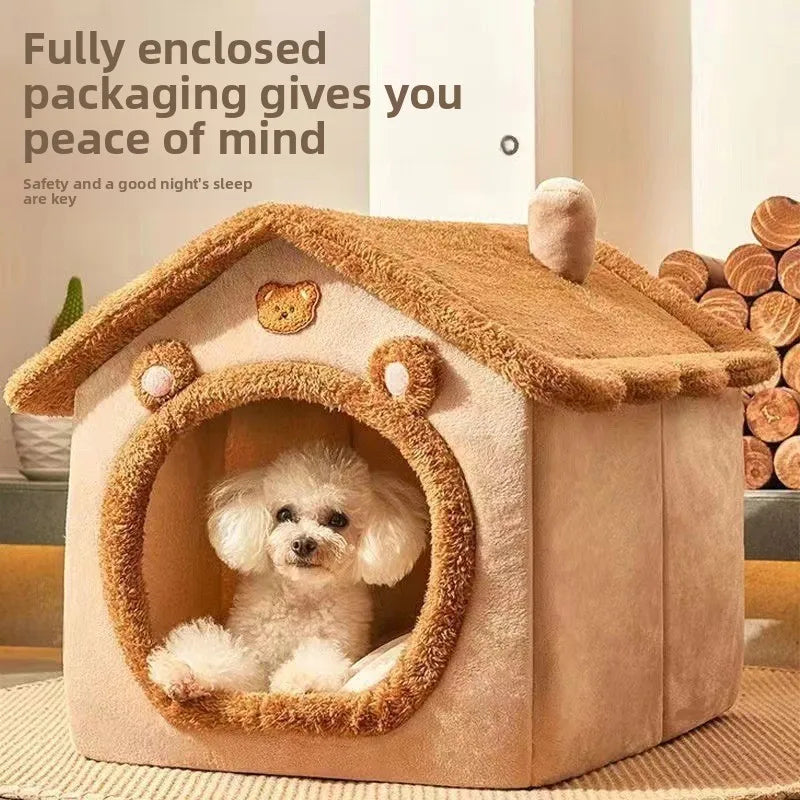 Pet House Closed Cat Bed Four SeasoUniversal Removable Washable Pet Kennel Waterproof Windproof Dog House for Small Dogs Kit