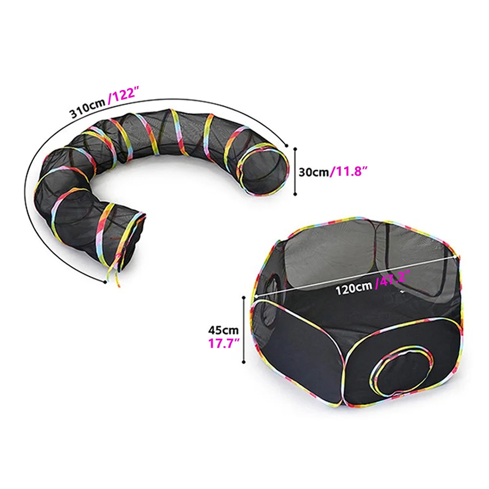 Outdoor Playground Cat Cage Outdoor Cat Tunnel Outdoor Portable Cat Tent with Storage Bag Outdoor Cat Fence Pet Fence