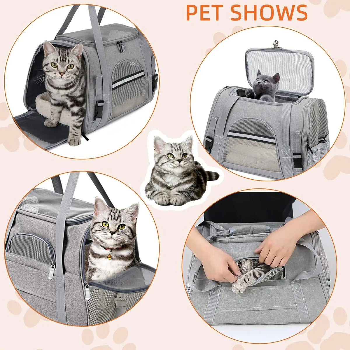 Pet Carrier Bag Airline Approved Up for Cats and Dogs Up to 20LBs, Soft Cat Carrier Dog Carrier Travel Kitten Carrier with Mat