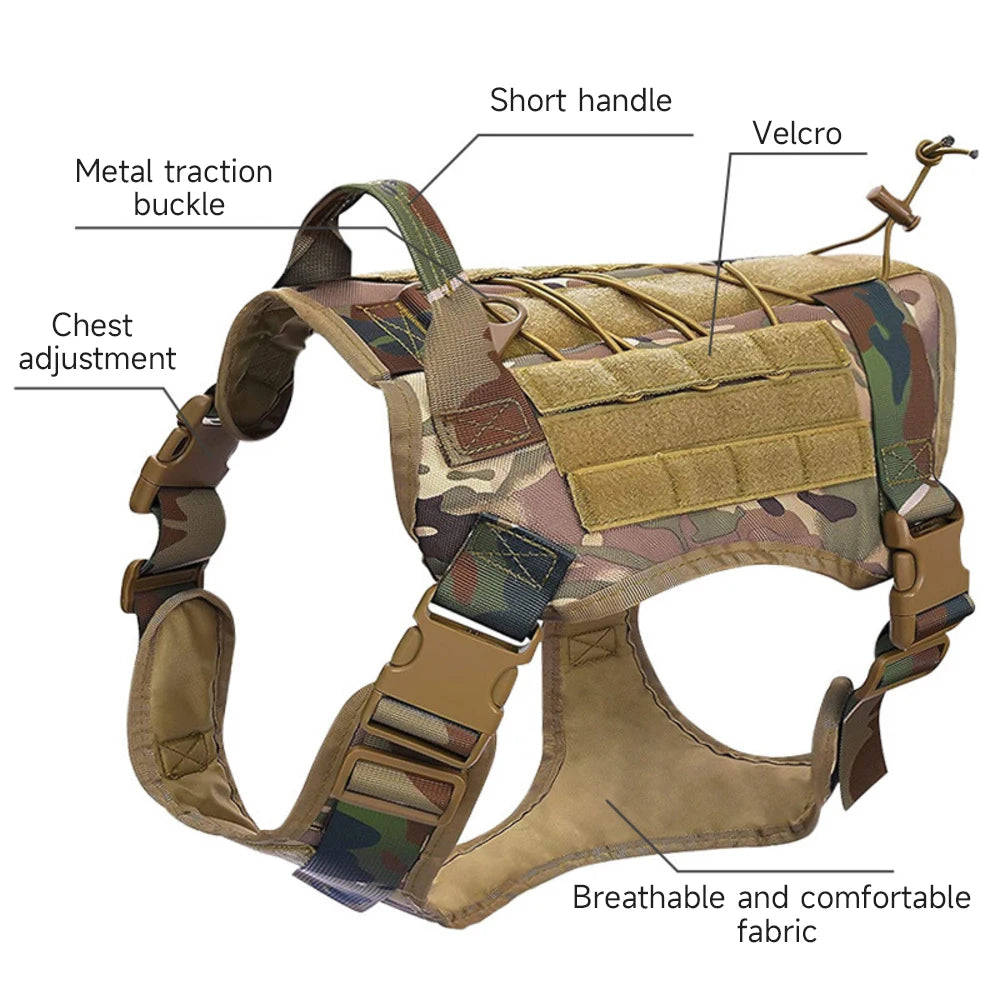 Tactical Military Vest For All Breeds Dogs Retriever Tactical Training Dog Harness Quick Release Vest Pet Training Dog Harness
