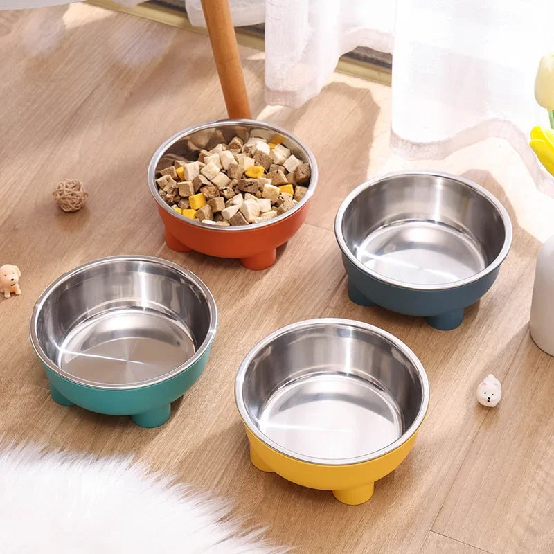 1/4PCS 600ml Capacity Stainless Steel Pet Bowl: Detachable, Easy-Clean Dog & Cat Dish with Non-Skid Bottom for Secure