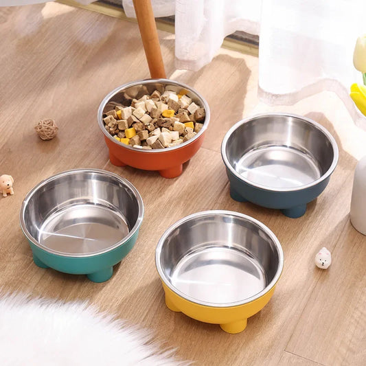 1/4PCS 600ml Capacity Stainless Steel Pet Bowl: Detachable, Easy-Clean Dog & Cat Dish with Non-Skid Bottom for Secure