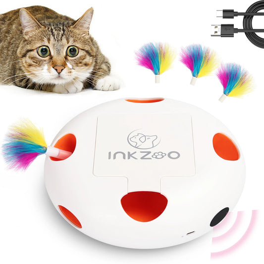 Cat Toys, Indoor Interactive Cat Toys, 7-Hole Smart Sensor Pop-Up Feather Toys, USB Powered Indoor Cat Automatic Kitten Toys