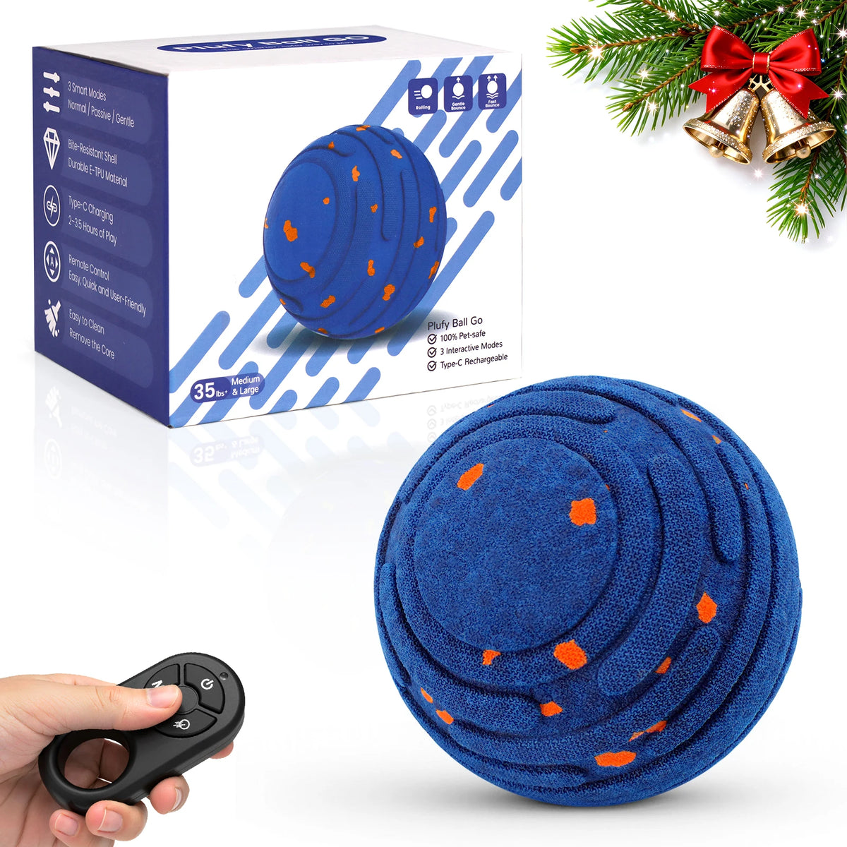 Smart Interactive Dog Toy, Indestructible E-TPU Toy Ball for Aggressive Chewers, Automatic Moving, Rechargeable Ball for Small/M