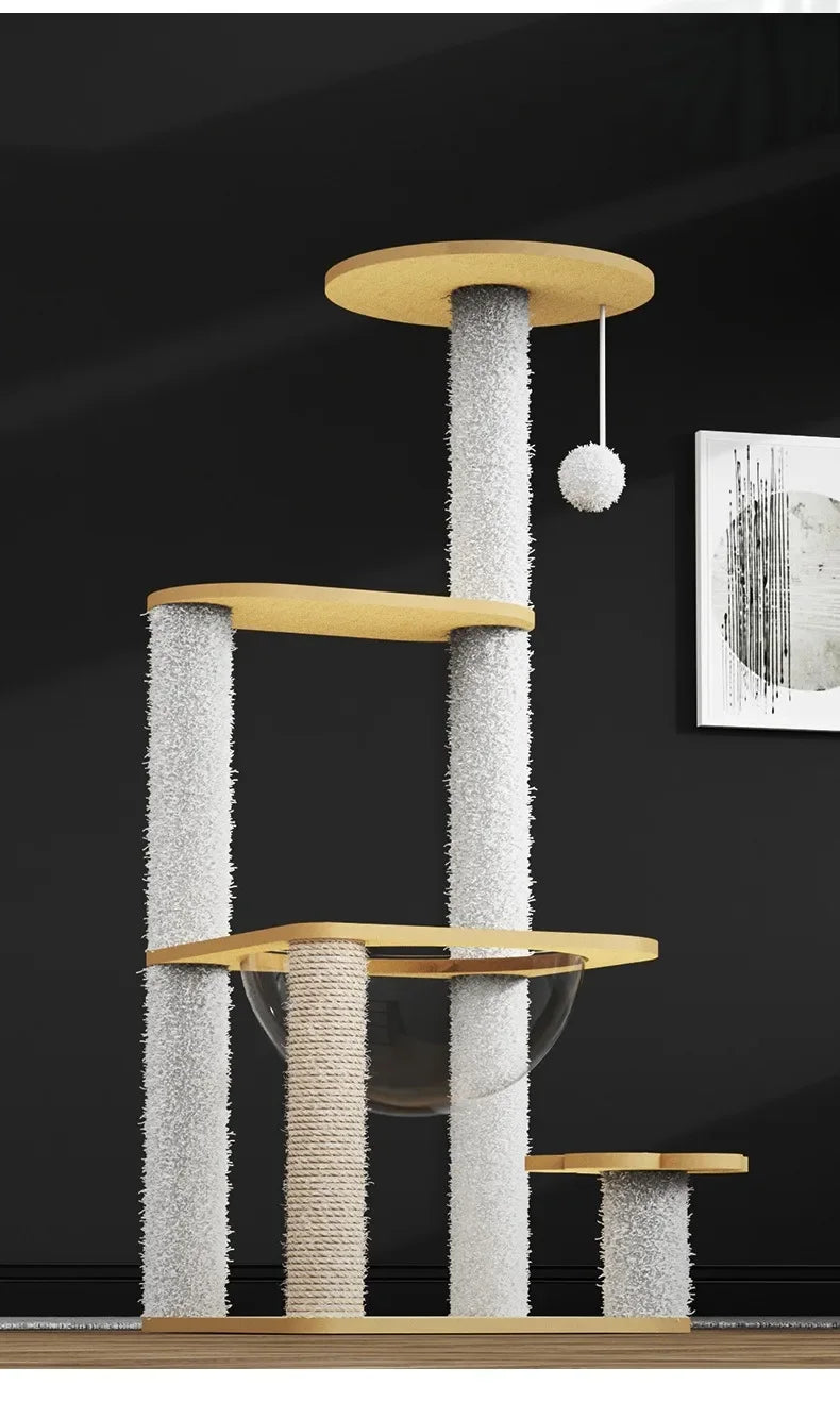 New Cat Climbing Frame Luxury Space Capsule Large Cat Villa Four Seasons Cat Toys Universal Play Sleep All-in-one Pet Supplies