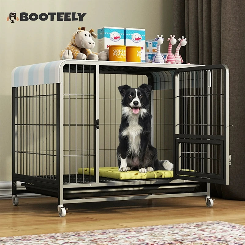 BOOTEELY Heavy Duty Dog Kennels Metal Dog Kennels Heavy Duty Indestructible And Escape-Proof Dog Crate Cage Kennel for Large Dog