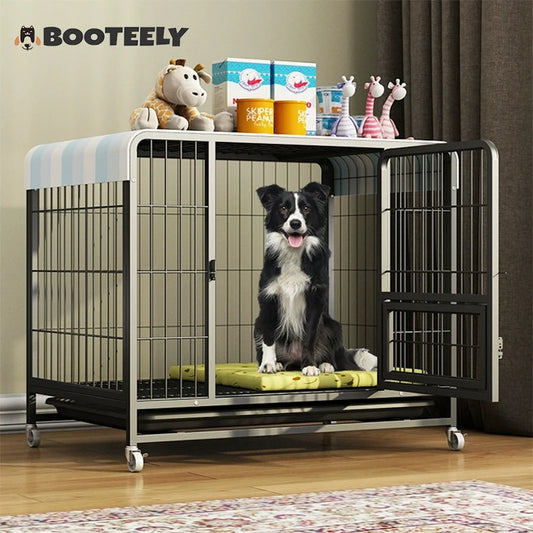 BOOTEELY Heavy Duty Dog Kennels Metal Dog Kennels Heavy Duty Indestructible And Escape-Proof Dog Crate Cage Kennel for Large Dog