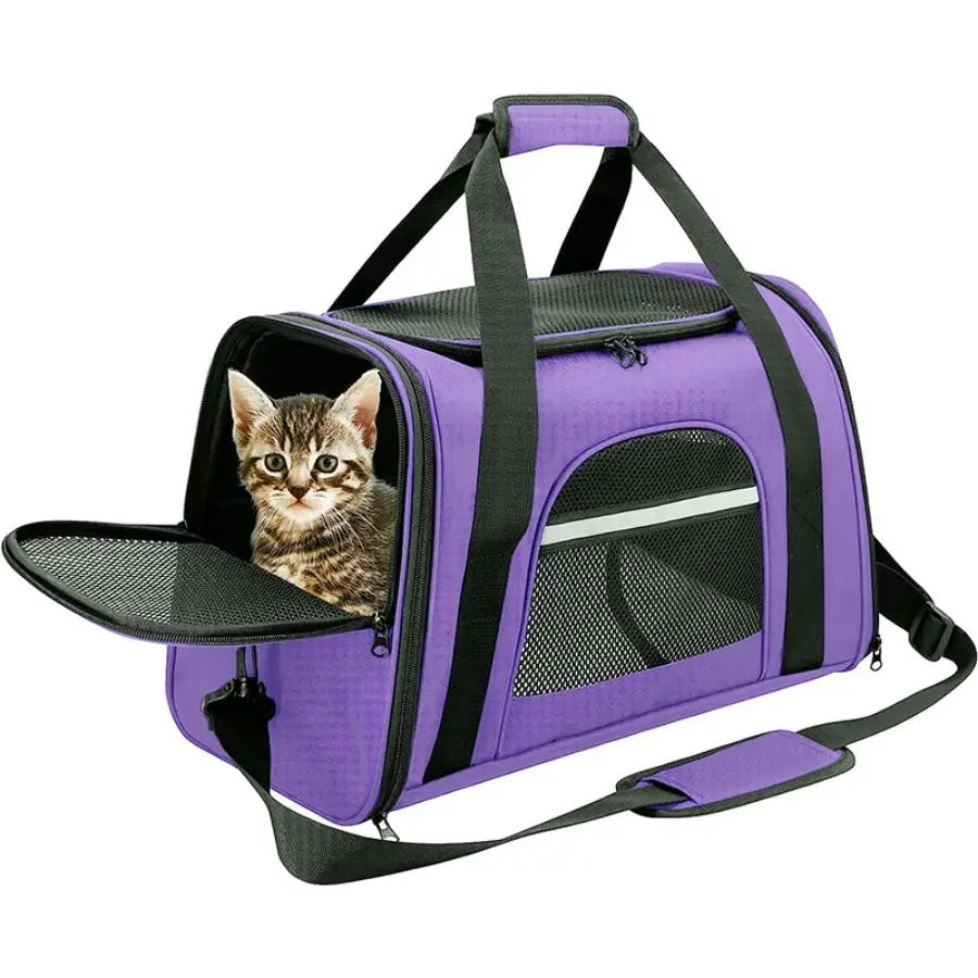 Pet Carrier Bag Airline Approved Up for Cats and Dogs Up to 20LBs, Soft Cat Carrier Dog Carrier Travel Kitten Carrier with Mat