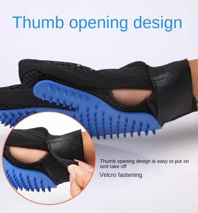 Pet Grooming Kit for Dog Cat Rabbit Fur 2 Sided Grooming Brush Bath Cleaning Glove De-Shedding De-Matting Pet Hair