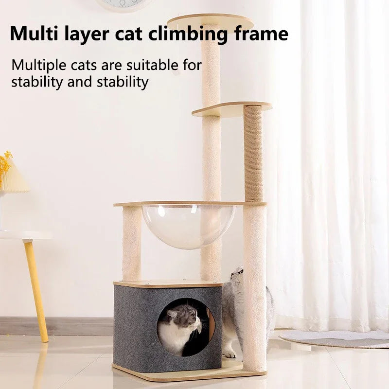 New Cat Climbing Frame Luxury Space Capsule Large Cat Villa Four Seasons Cat Toys Universal Play Sleep All-in-one Pet Supplies