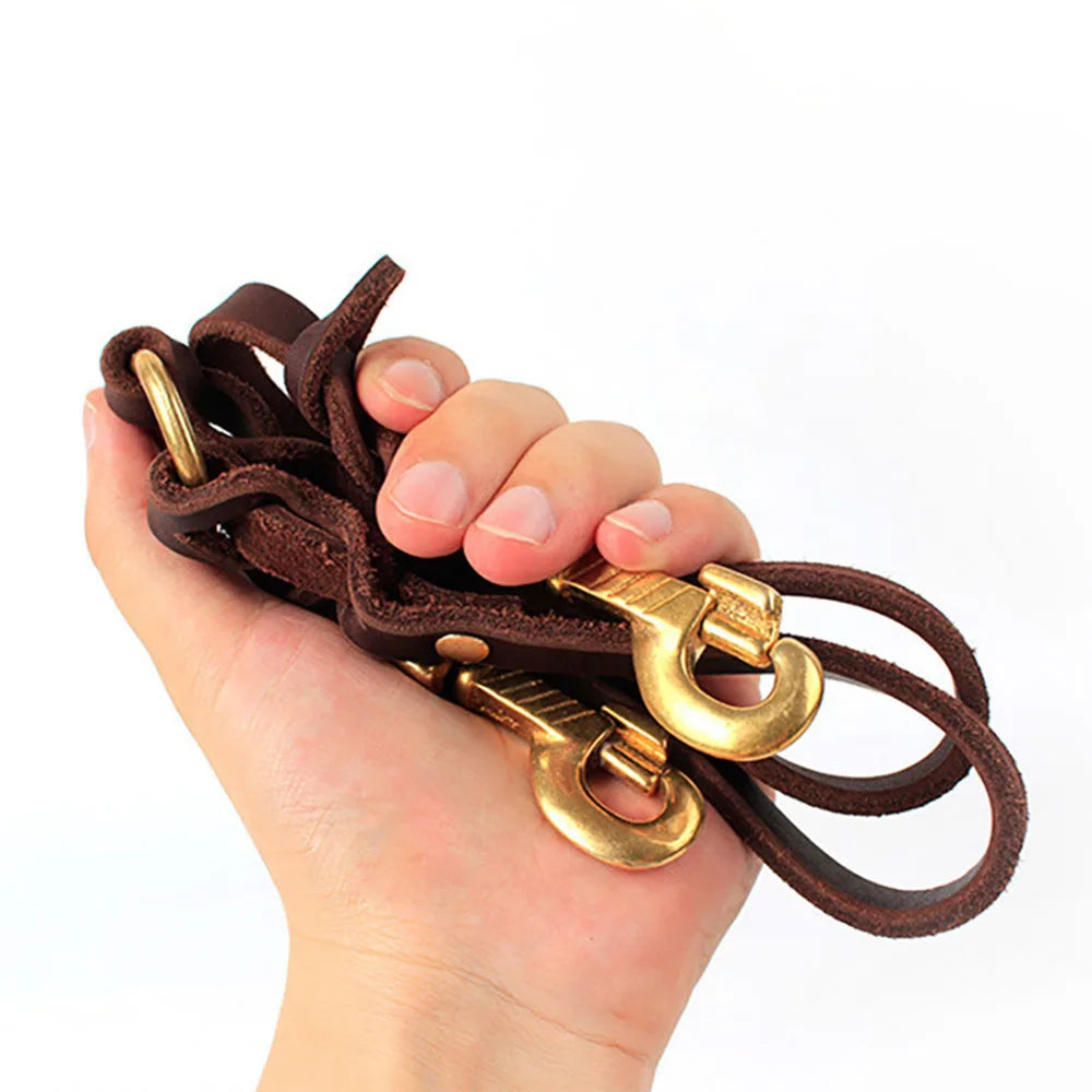 Real Leather Double Dog Leash No Tangle Dual Dog Leashes Coupler Pet Training and Walking Leads for 2 Puppies Small Medium Dogs