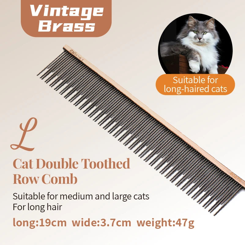 Fenice Professional Anti-Corrosion Grooming Comb For Dogs Cats Tapered Stainless Steel Pins Pet Grooming Supplies