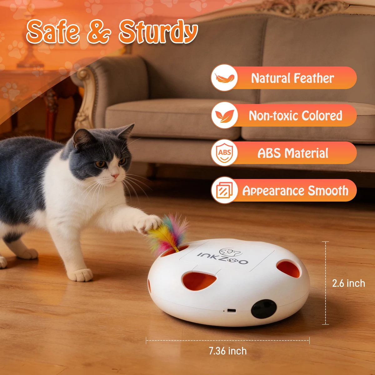 Cat Toys, Indoor Interactive Cat Toys, 7-Hole Smart Sensor Pop-Up Feather Toys, USB Powered Indoor Cat Automatic Kitten Toys