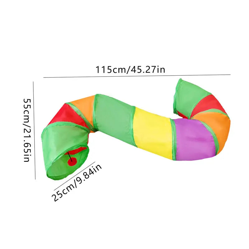 Blue Three Ways Pet Play Tunnel Cubes Foldable Drill Barrel Bending Cat Kitty Indoor Tent Kitty Training Interactive Fun Toy