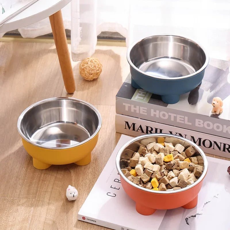 1/4PCS 600ml Capacity Stainless Steel Pet Bowl: Detachable, Easy-Clean Dog & Cat Dish with Non-Skid Bottom for Secure