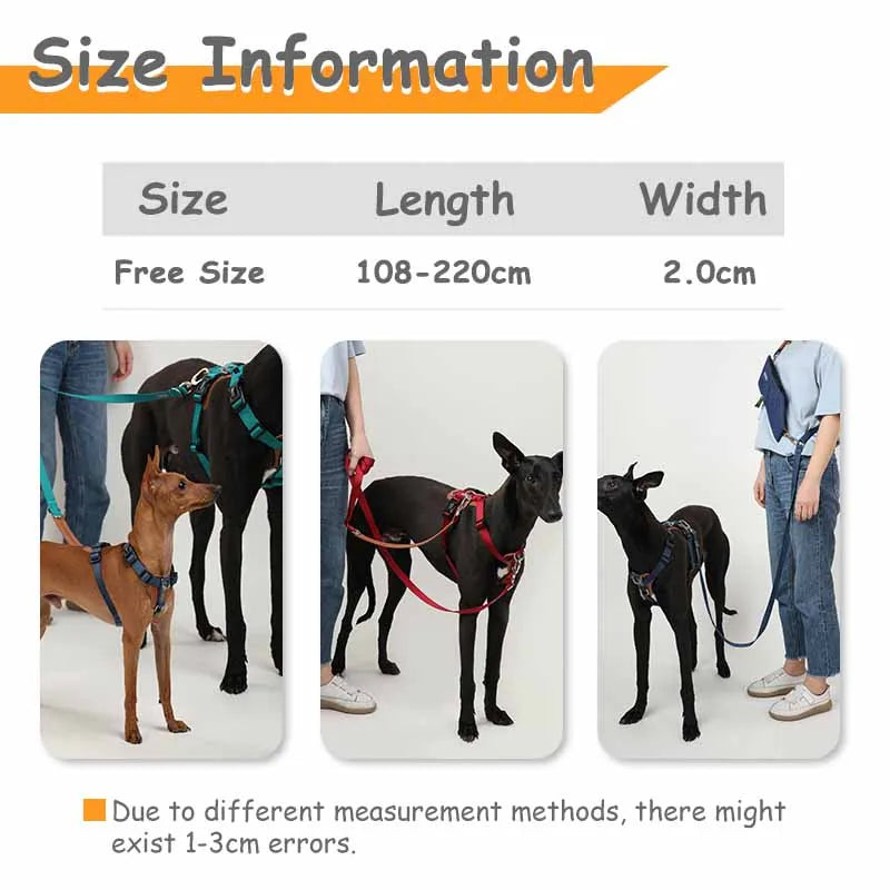 Mysudui 5 In 1 Multi-Function Adjustable Dog Lead Hand Free Pet Training Leash Multi-Purpose Dog Leash Walk 2 Dogs