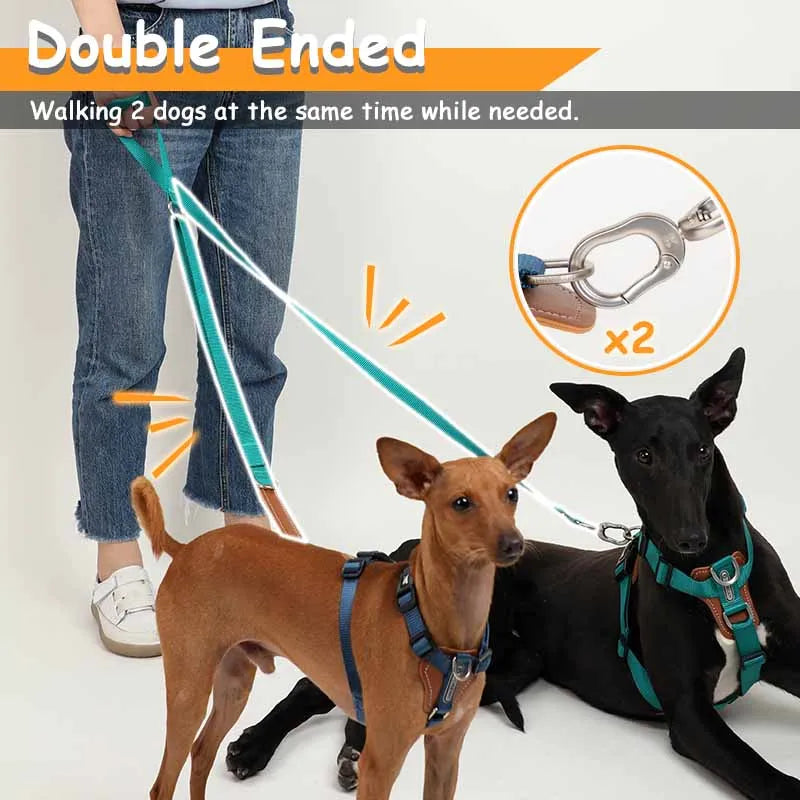 Mysudui 5 In 1 Multi-Function Adjustable Dog Lead Hand Free Pet Training Leash Multi-Purpose Dog Leash Walk 2 Dogs
